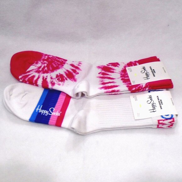 nwt HAPPY SOCKS 2 pr Sneaker Sock Crew womens (5.5-9.5) cushioned arch support - Picture 1 of 4